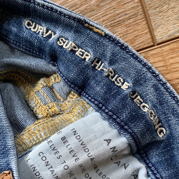 American Eagle sz 0 curvy super hi-rise jegging jeans distressed euc - Picture 7 of 9